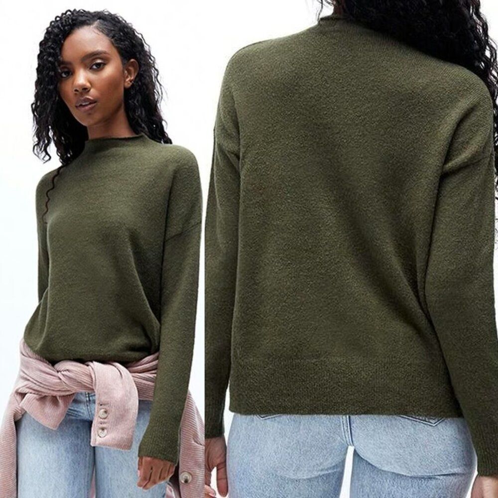 Mink Pink Mock Neck Knit Pullover Sweater in Green Size XS NWOT $69